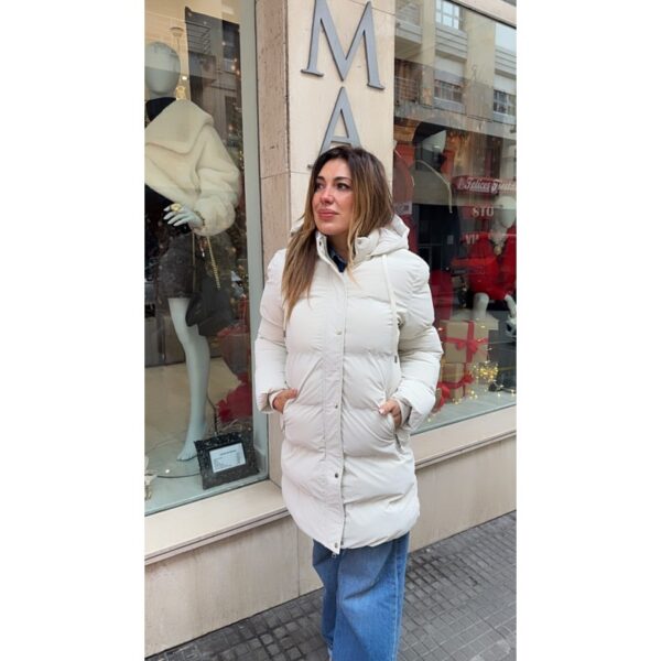 Abrigo acolchado tiffosi blanco 3/4 con capucha mod. crank