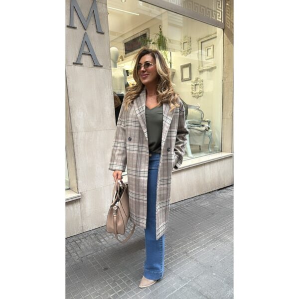 Abrigo tiffosi largo paño en cuadros con solapas y doble botón mod. tartin_1