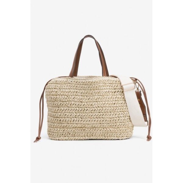 Bolso shopper tiffosi efecto paja color natural bandolera ajustable y extraíble mod.felicity