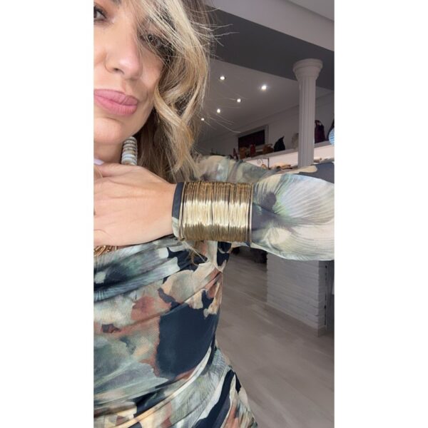 Brazalete maxi dorado hilos semirrígidos