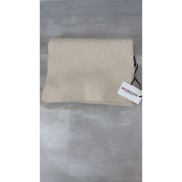 Bufanda Morgan color beige en punto con detalles en cristales mod. 5clyde2