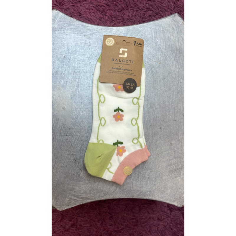 calcetines-tobilleros-estampados-tonos-verdes-y-rosa-talla-3541