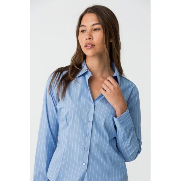 Camisa tiffosi azul con raya blanca cuello oxford mod. beto