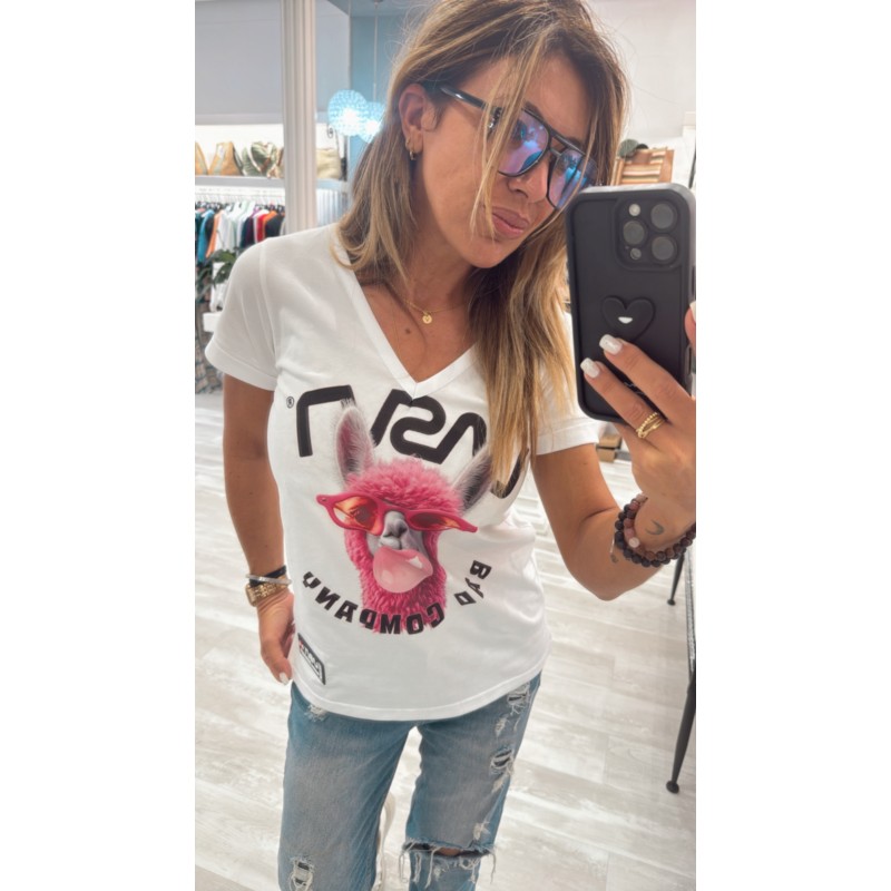 camiseta-lasal-blanca-escote-pico-mod-llama