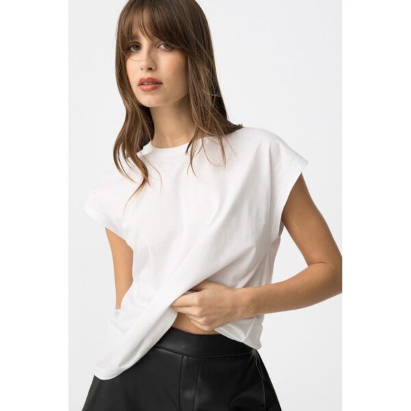 Camiseta tiffosi básica blanco de algodón y cuello redondo mod.charlize_3