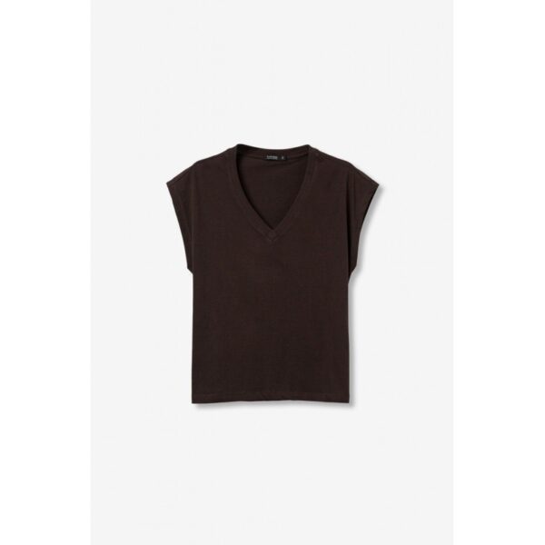 Camiseta tiffosi básica marrón manga caída escote pico mod.charlize_v_2