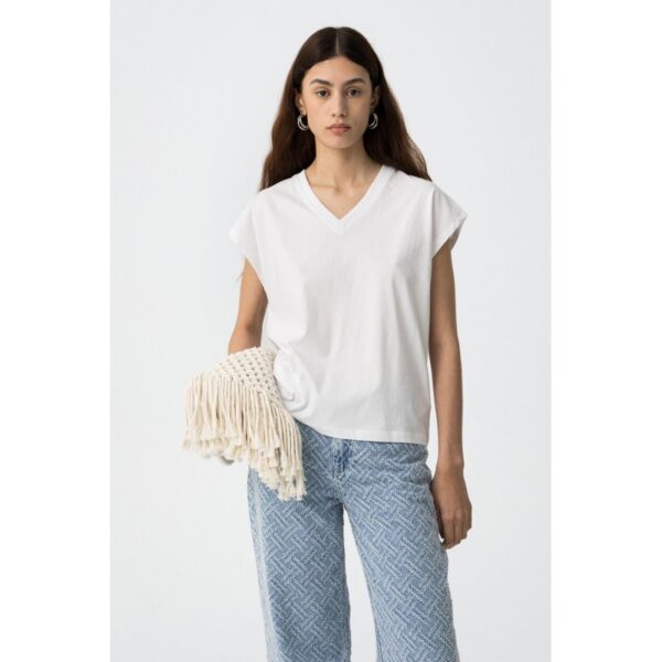 Camiseta tiffosi básica blanco manga caída escote pico mod.charlize_v_2