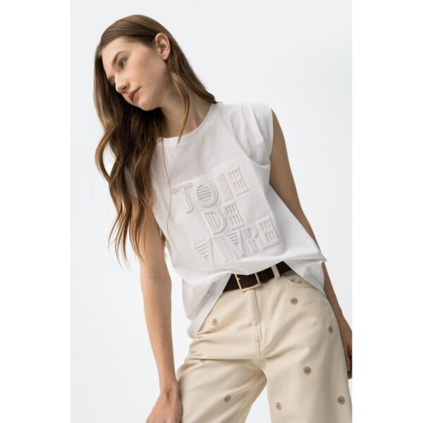 Camiseta tiffosi blanca con letras en relieve y gaza en la espalda mod.paros