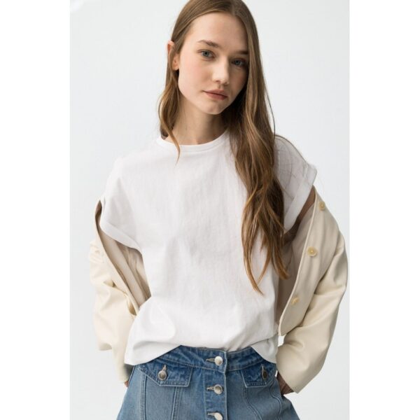 Camiseta tiffosi blanca m/c con dobladillo tejido ajustable mod. benjie