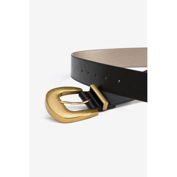 Cinturón tiffosi color negro y hebilla dorada mod.elis