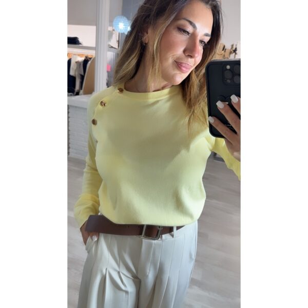 Jersey Morgan amarillo ajustado botones dorados en hombro mod. mistra