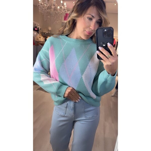 JERSEY ROMBOS VERDE AGUA