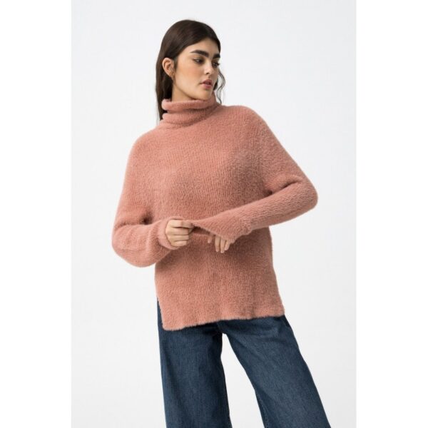 Jersey tiffosi rosa afelpado, cuello alto manga larga y abertura en los laterales mod.persephone_1