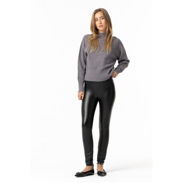 Pantalón tiffosi efecto piel negro mod. oly_8