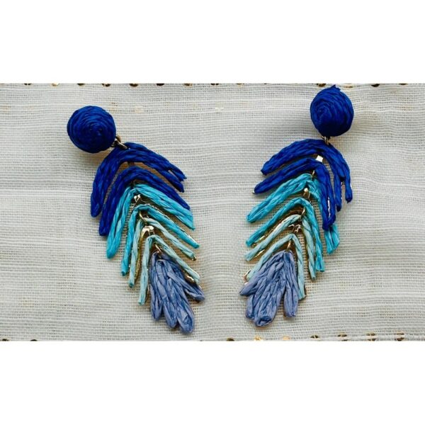 Pendientes espiga de colgar diferentes azules cierre con tuerca