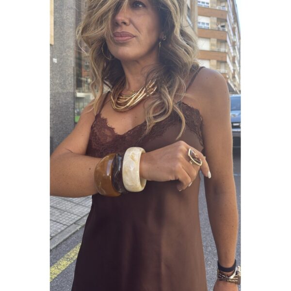 Set pulseras nacaradas tonos marrones