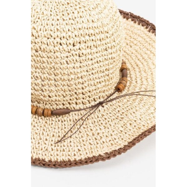 Sombrero tiffosi efecto paja con apliques en madera mod. solvi