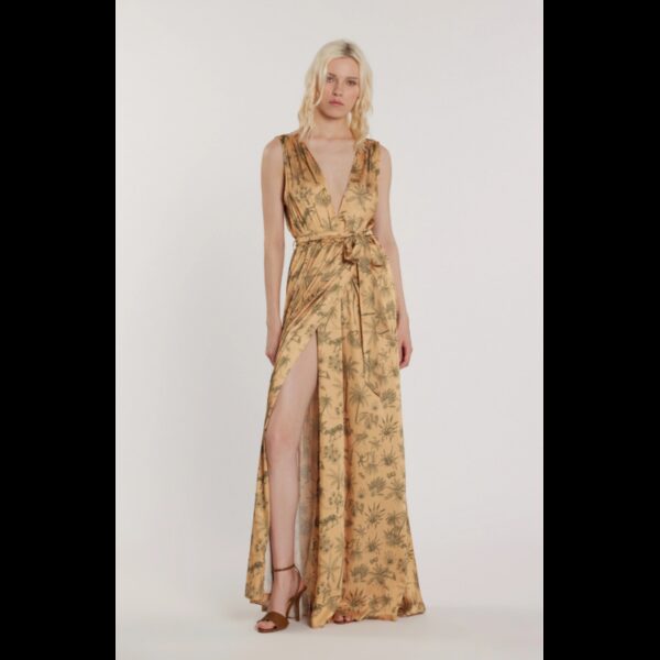 Vestido Largo Estampado Palmeras Relish – Maxi Vestido con Tirante Ancho y Cinturón mod. JOHANSSON