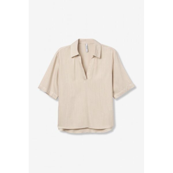 Blusa tiffosi beige viscosa con cuello polo mod. amora