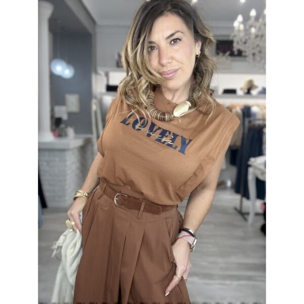 Camiseta morgan  recta cuello redondo cámel lovely frontal mod. dpreppy