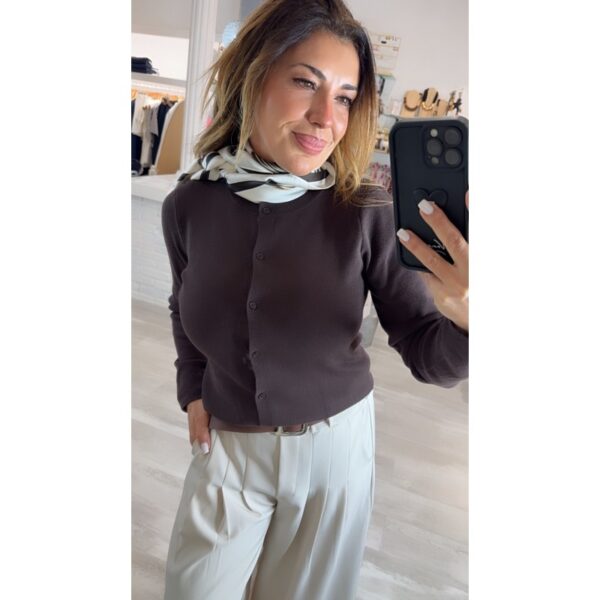 Chaqueta punto tiffosi marrón cuello caja mod. barbie