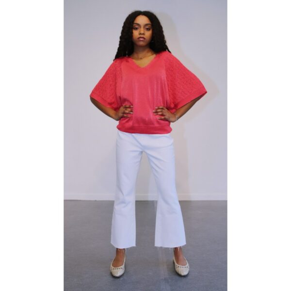 Jersey de Punto Morgan de toi Calado Metalizado Rosa Mod.Milvi