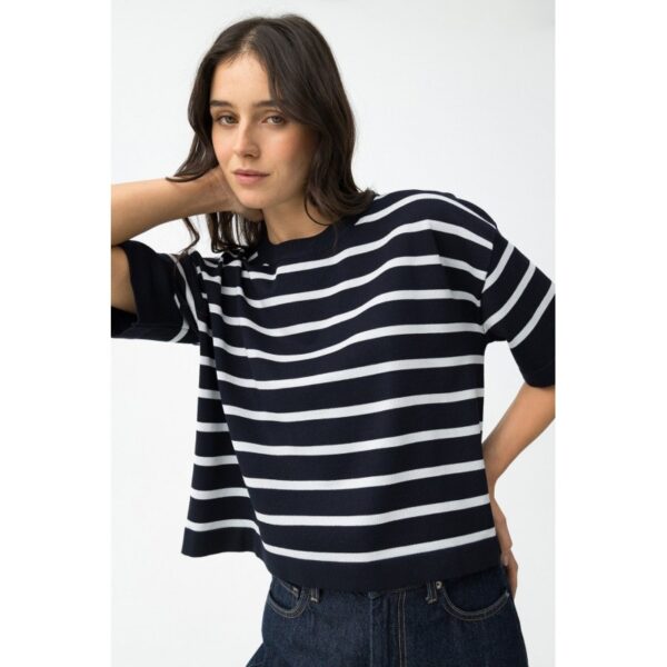 Jersey tiffosi azul marino en punto con rayas mod. paragon