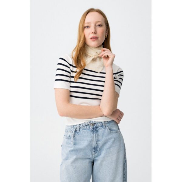 Jersey tiffosi manga corta blanco con rayas negro mod. claudie_2c