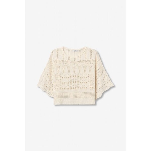 Jersey tiffosi punto fino beige calado cuello redondo mod. Benny_7