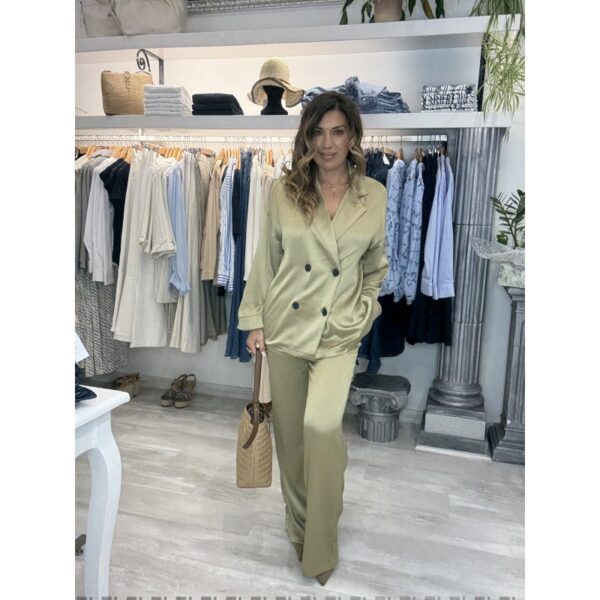 Pantalón tiffosi fluido tejido plisado verde con goma en cintura mod. oldie_b