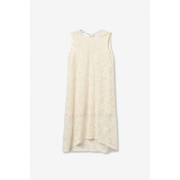 Vestido tiffosi sin mangas bordado floral beige asimétrico en bajos mod. ethel