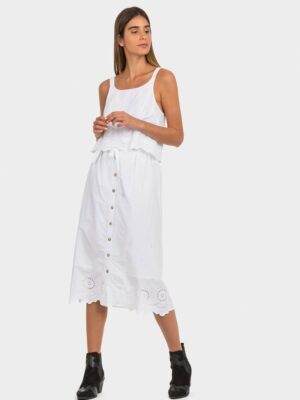 FALDA TIFFOSI MIDI BLANCA FLORES TROQUELADAS MOD. RIMINI